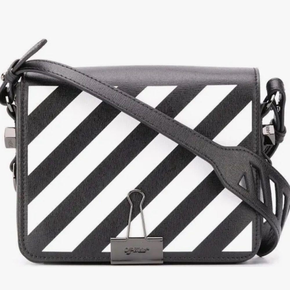 Off-White Black and White Diagonal Stripe Bag